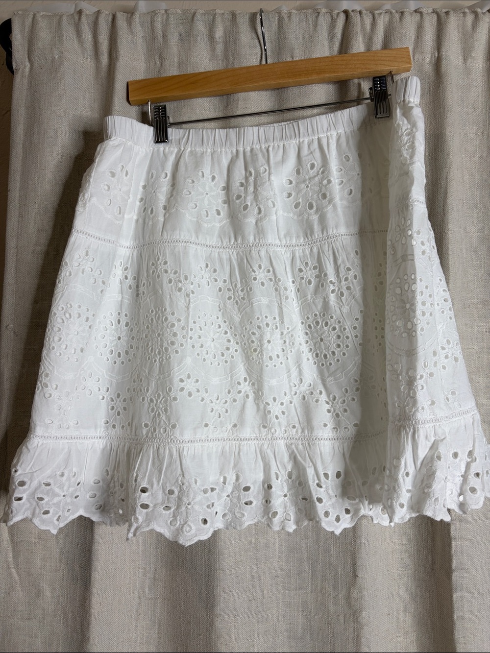 White Eyelet A-Line Cotton Skirt - Women's